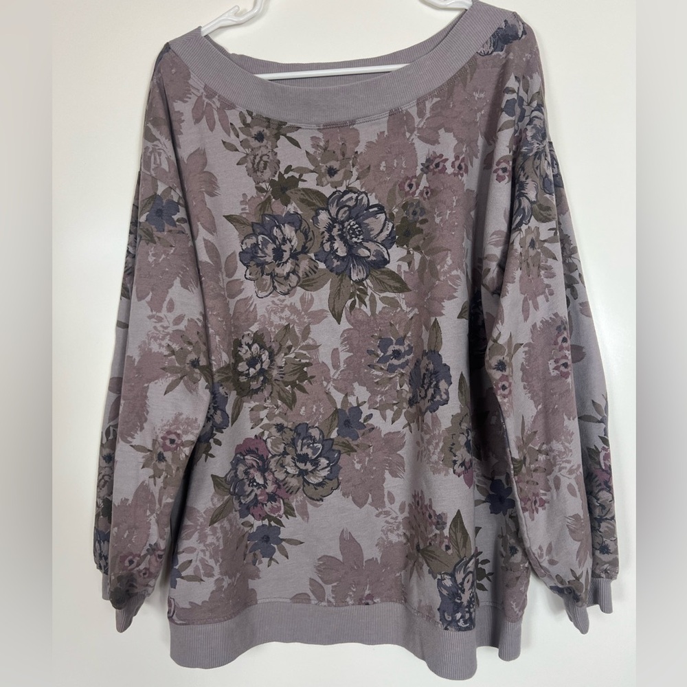 Maurices Purple and Gray Floral Women's Sweater